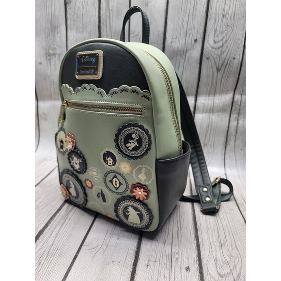 Loungefly Alice in Wonderland Doily Portraits Mini Backpack Green Retired Rare main image 11
